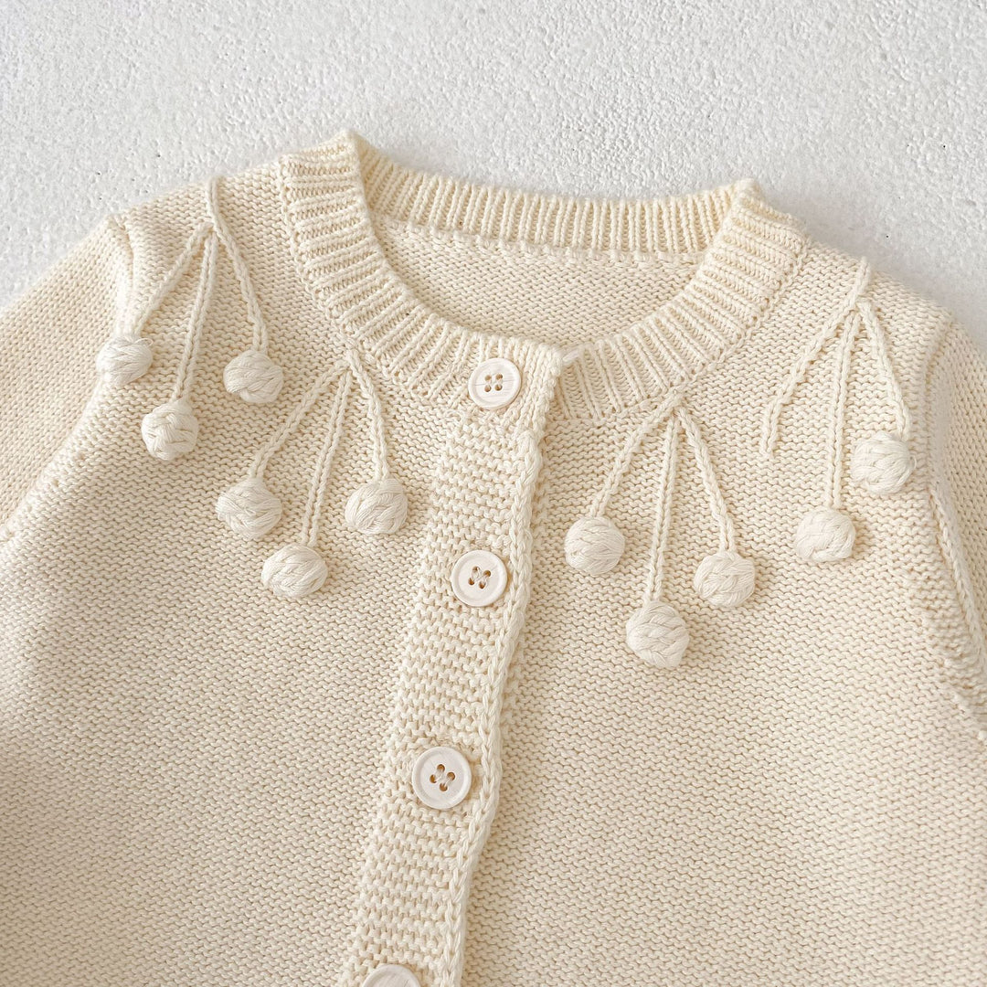 【73-100】ポンポンデザインカーディガン