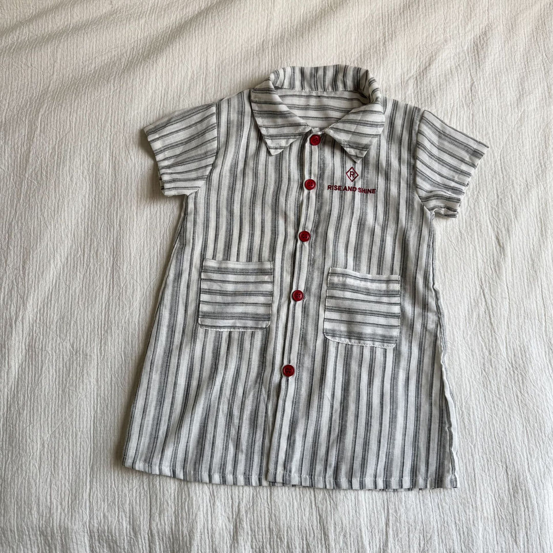 【80-150】ストライプデザイン半袖ワンピース