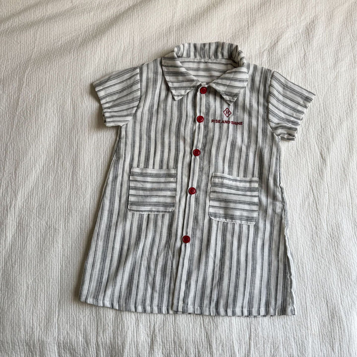 【80-150】ストライプデザイン半袖ワンピース