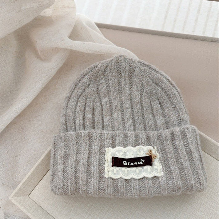 【48-52cm】レースワンポイントニット帽