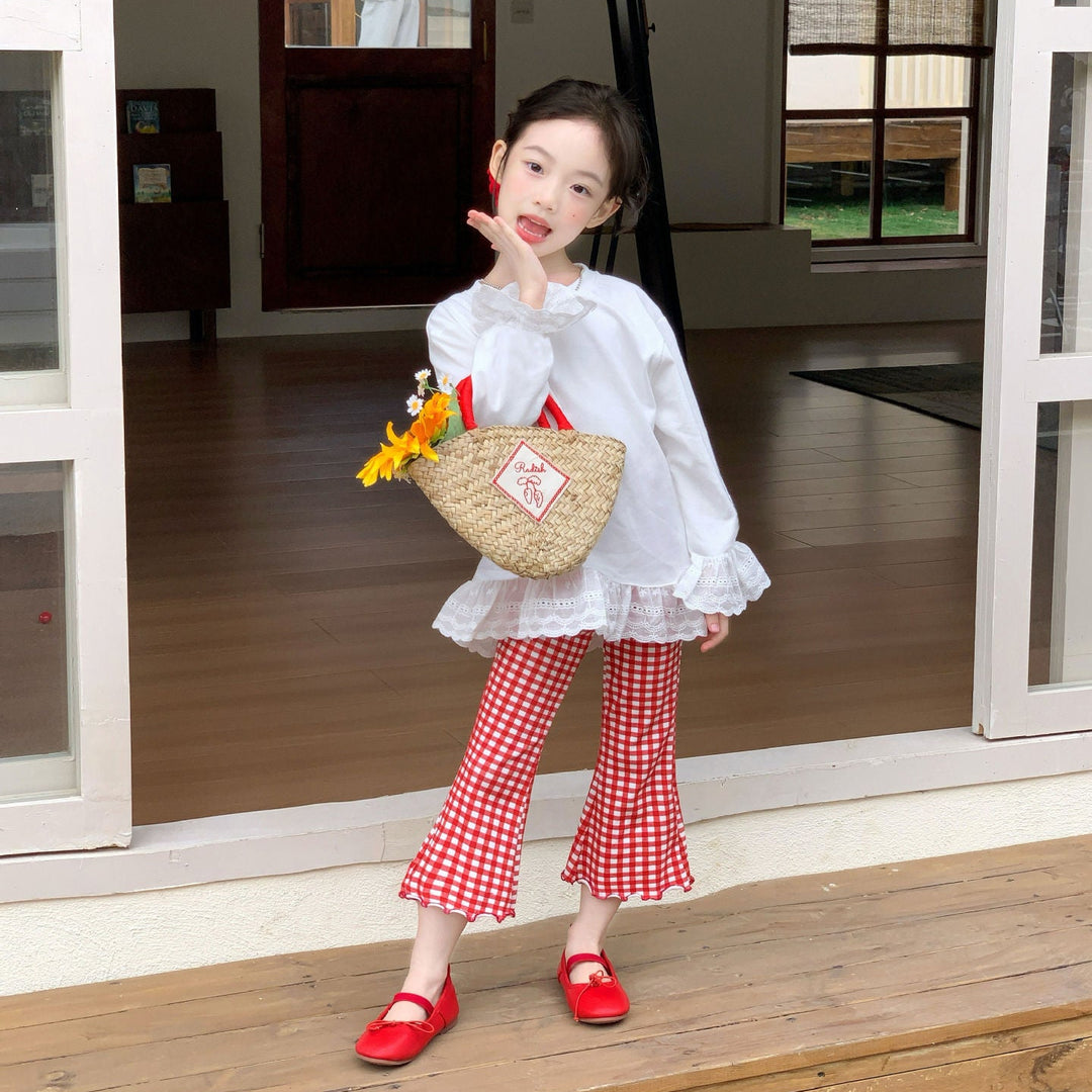 【90-140】レースデザインロングTシャツ