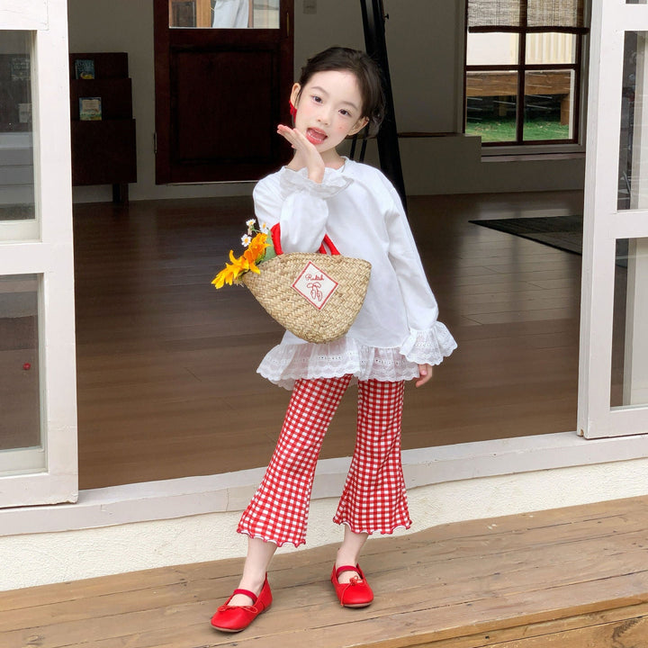 【90-140】レースデザインロングTシャツ