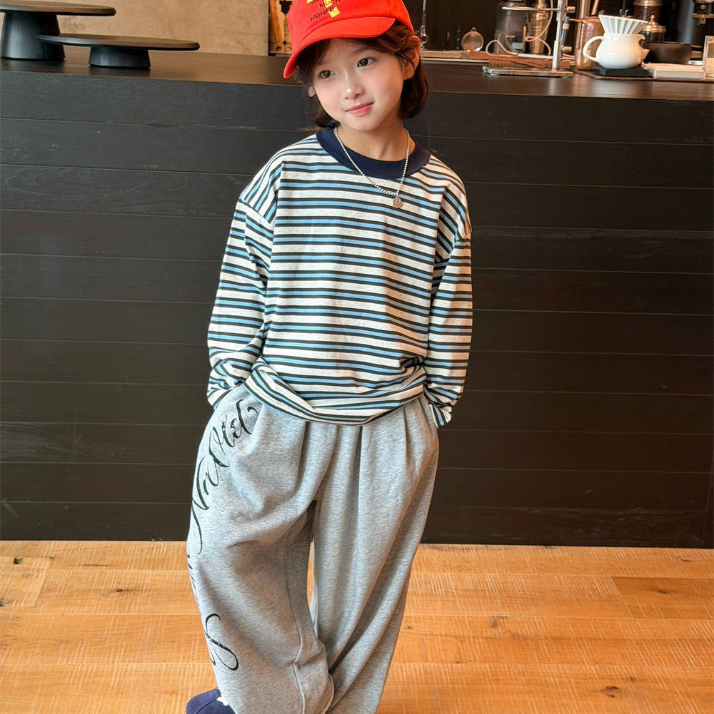 【90-150】マルチボーダー長袖Tシャツ