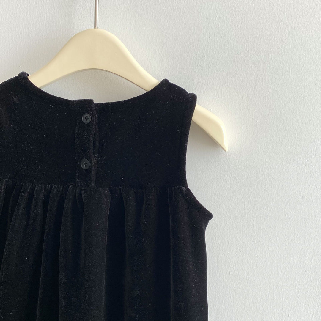 【100-140】バイカラーフリルヘムノースリーブワンピース