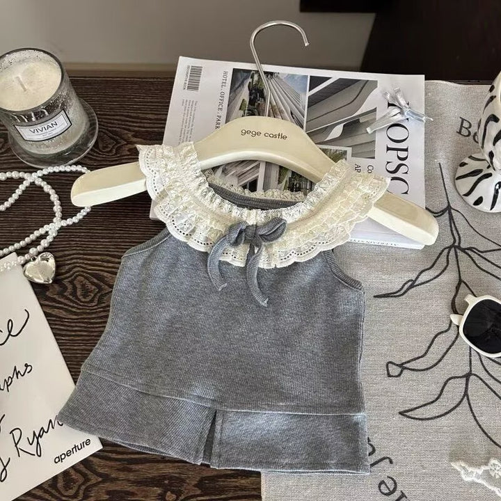 【100-140】レースカラートップス×バルーンパンツセット