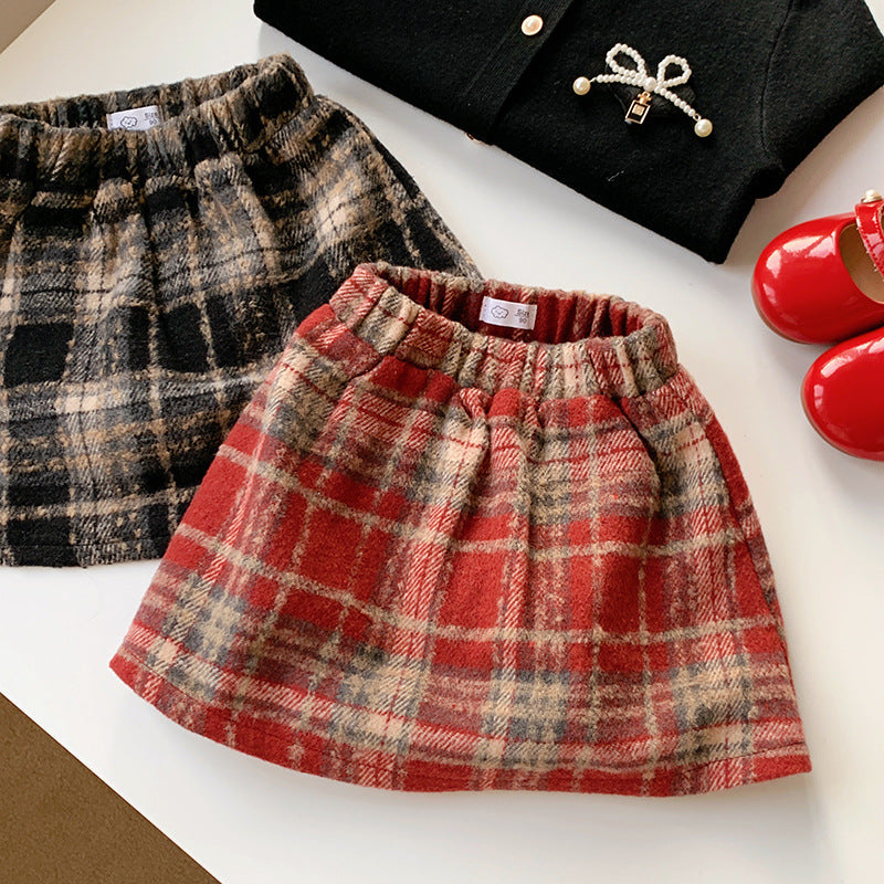 【90-150】チェック柄ミニスカート