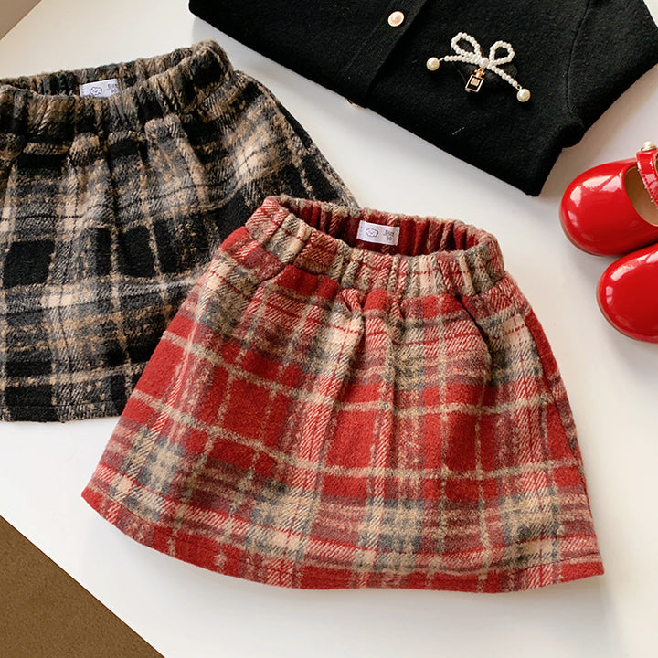 【90-150】チェック柄ミニスカート