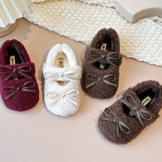 【13.5-21.0】リボンモチーフボアシューズ