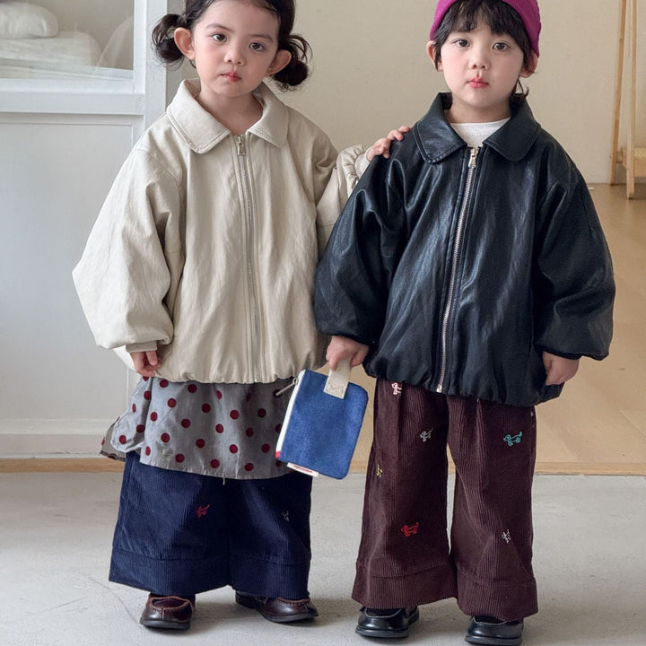 【80-150】ドッグ刺繍コーデュロイパンツ