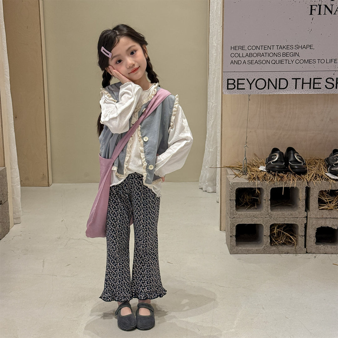 【80-130】フリルヘムロングパンツ