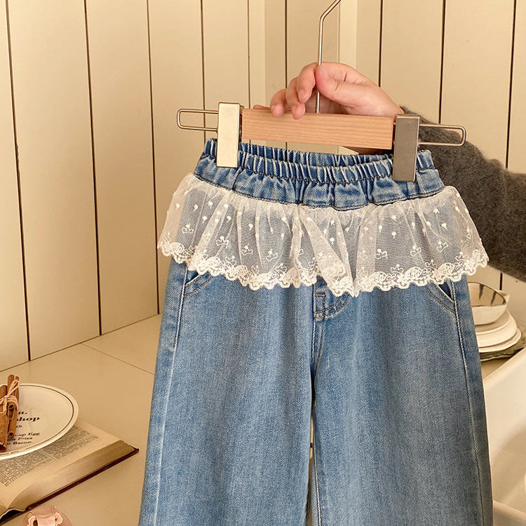 【90-150】ウエストレースデニムパンツ