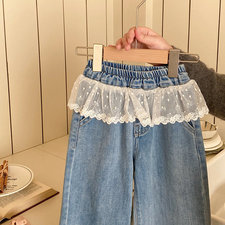 【90-150】ウエストレースデニムパンツ