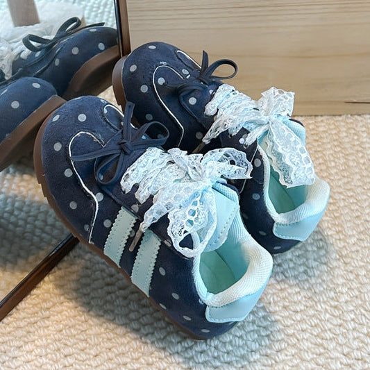 【14.5-21.5】ドット＆リボンデザインスニーカー