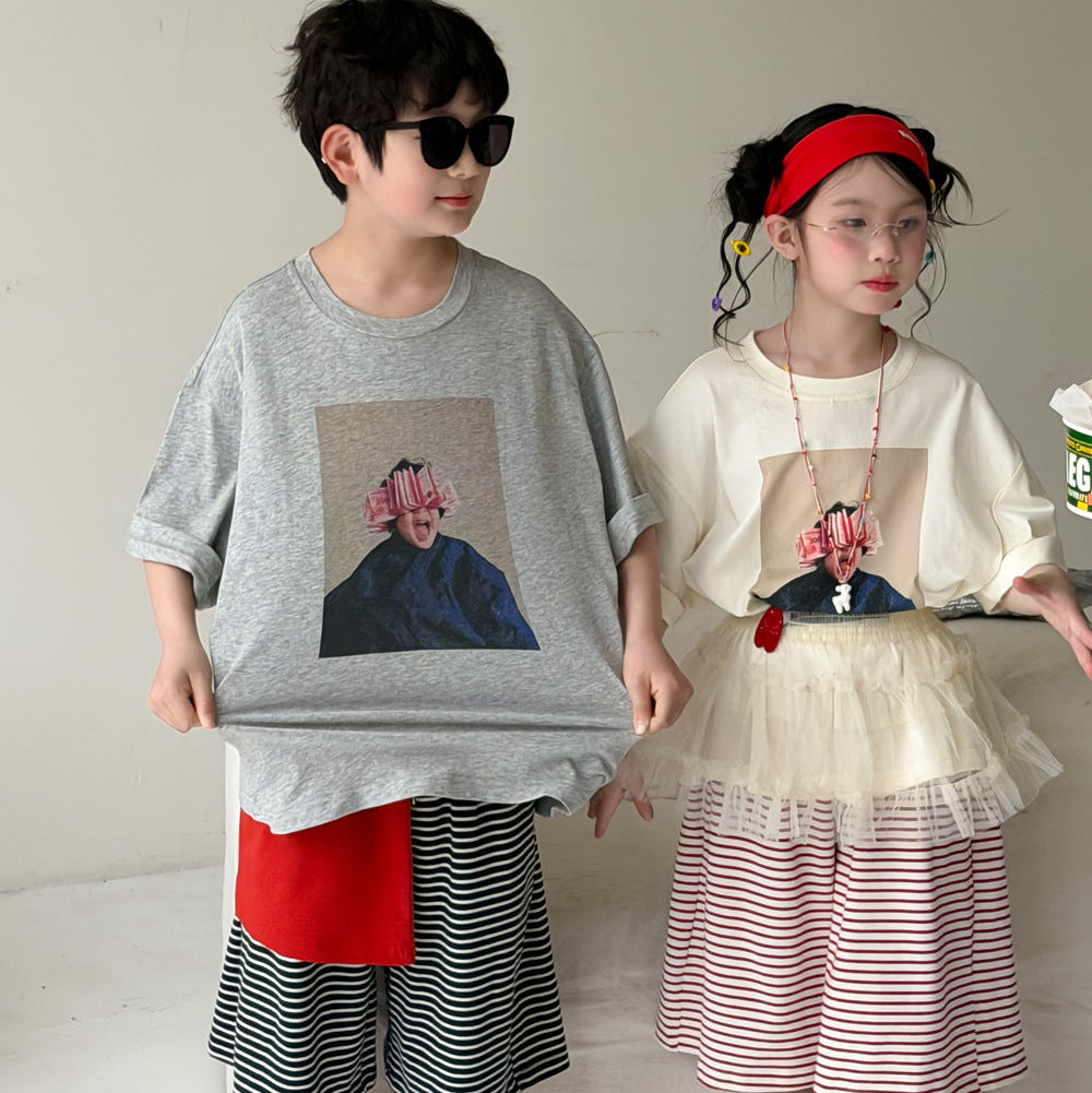 【100-150】フロントプリントTシャツ