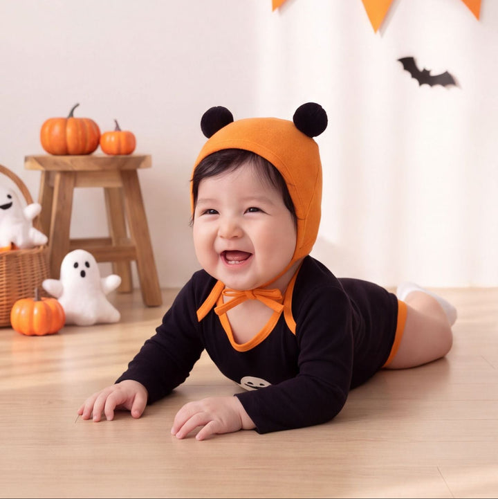【73-90】ハロウィンデザイン長袖ロンパース