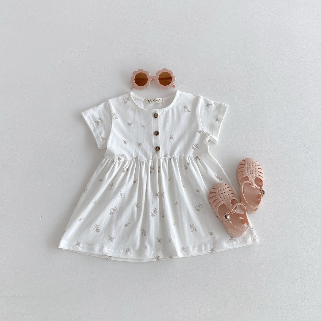 【80-130】パームツリー半袖ワンピース