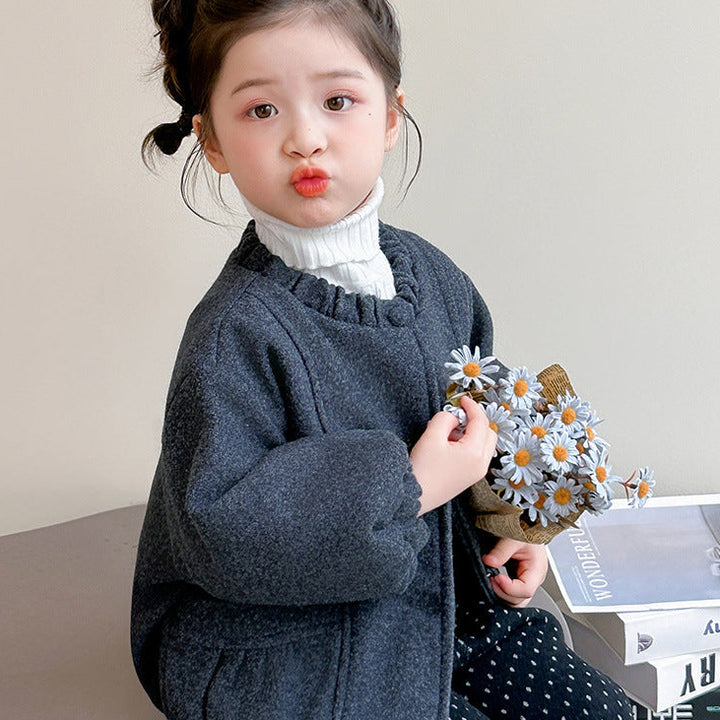 【90-140】ノーカラーギャザーブルゾン