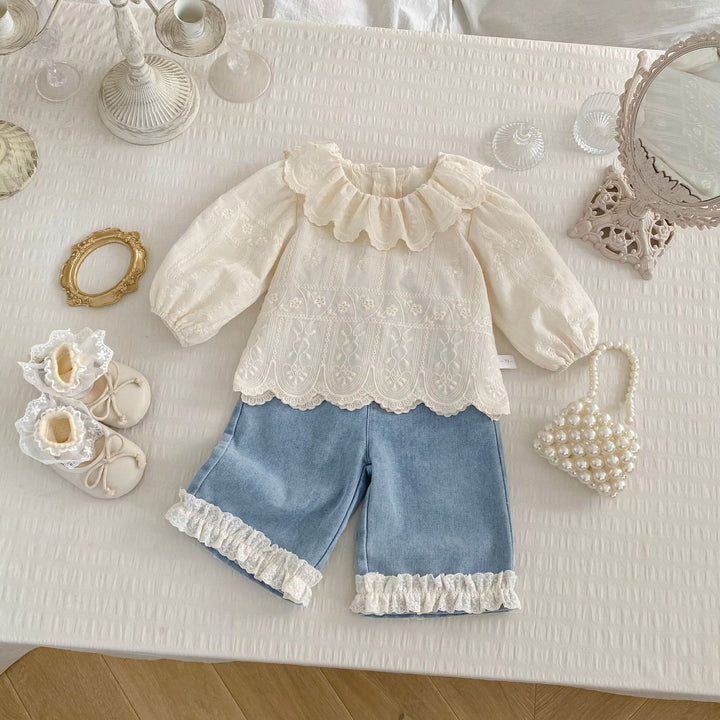 【73-120】レースヘムワイドジーンズ