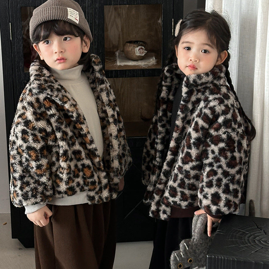 【80-140】レオパード柄ボアジャケット