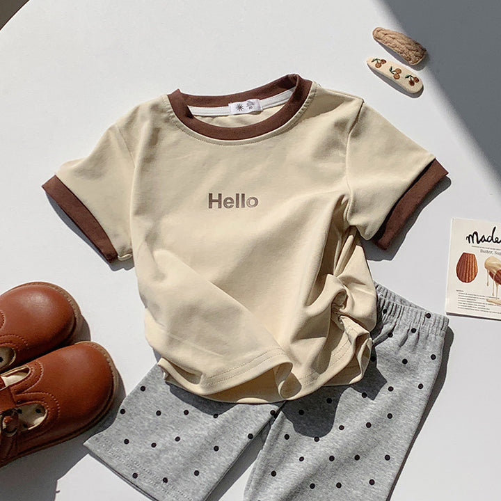 【90-150】ウエストギャザーHelloTシャツ