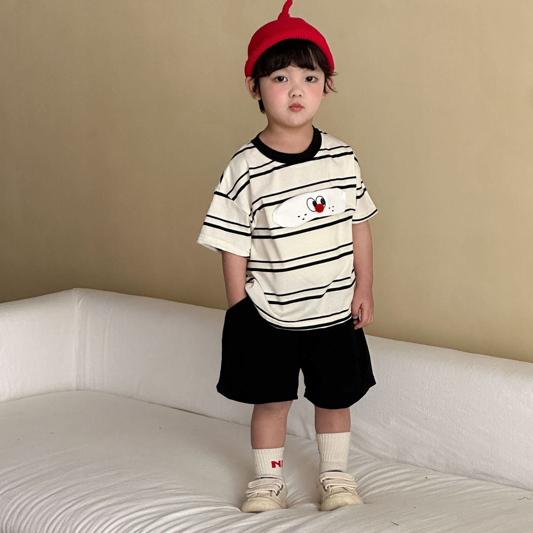 【80-150】フロントワッペンTシャツ×ハーフパンツセット