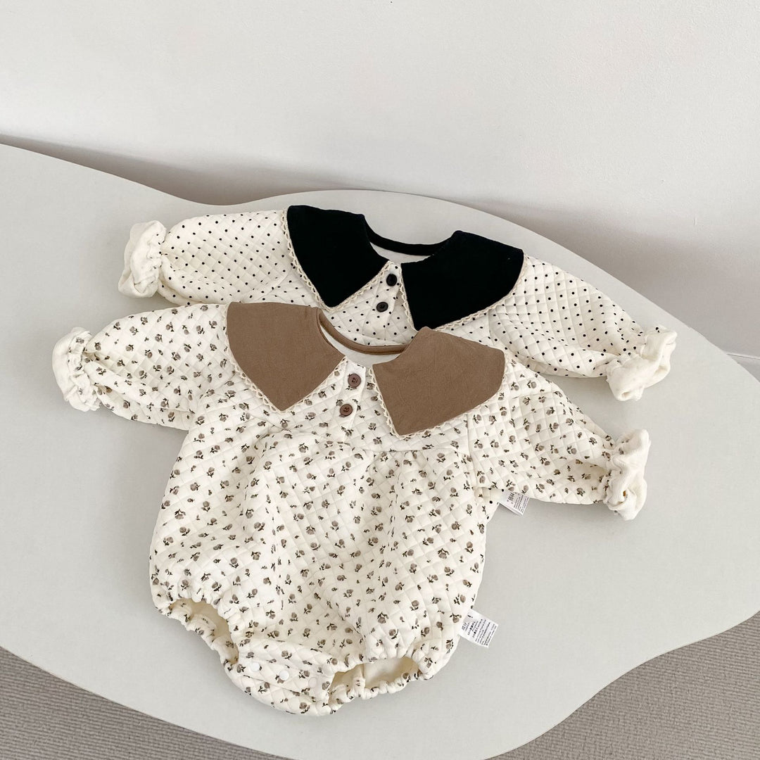 【73-100】襟付きパターンプリントロンパース