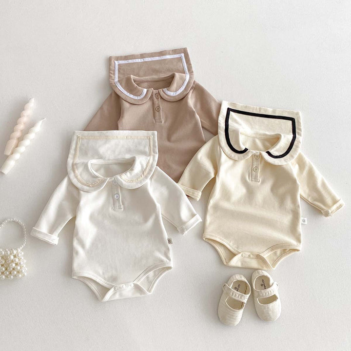 【73-90】ラウンドカラー長袖ロンパース