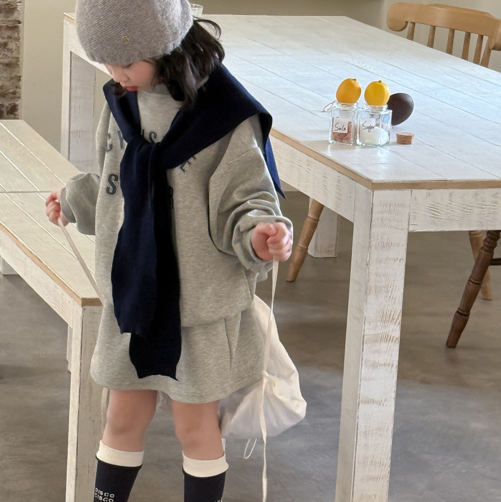 【90-150】英字ロゴプリントスウェットセットアップ