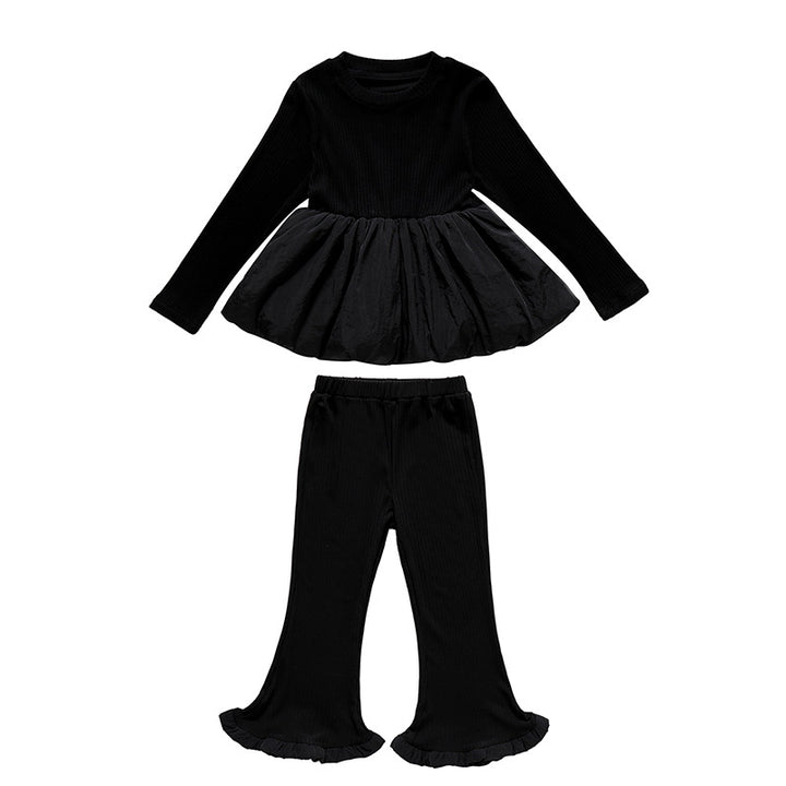 【90-140】バルーンヘムトップス×フリルヘムパンツセット