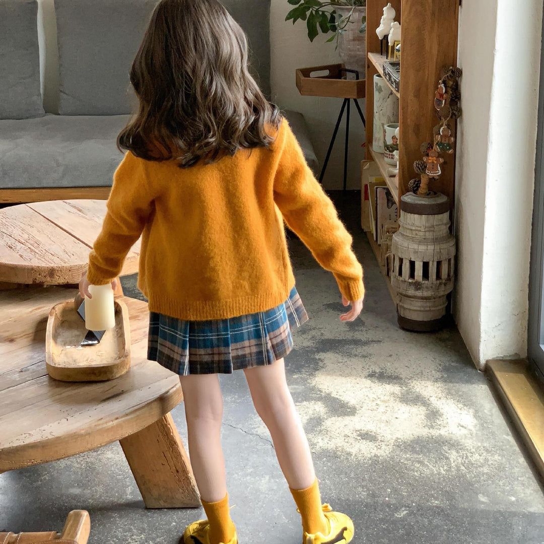 【90-140】チェック柄ボックスプリーツミニスカート