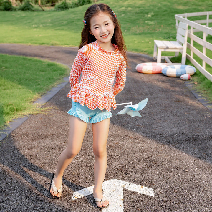 【90-140】フリル＆リボンデザインセパレートスイムウェア