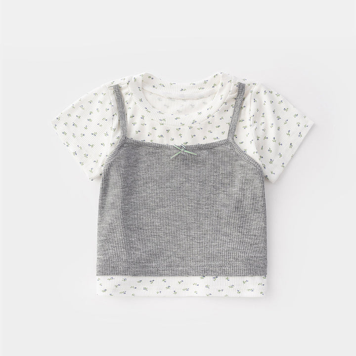 【73-110】レイヤード風半袖Tシャツ