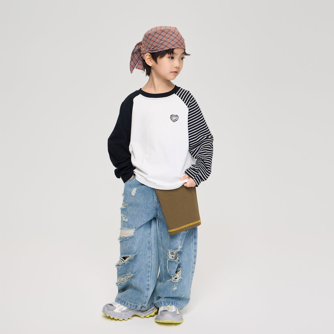 【100-150】アシンメトリーロングTシャツ