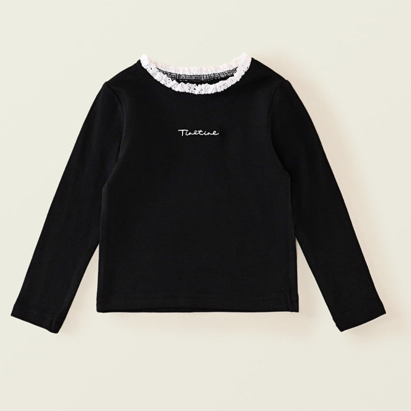 【90-140】首元レースロングTシャツ