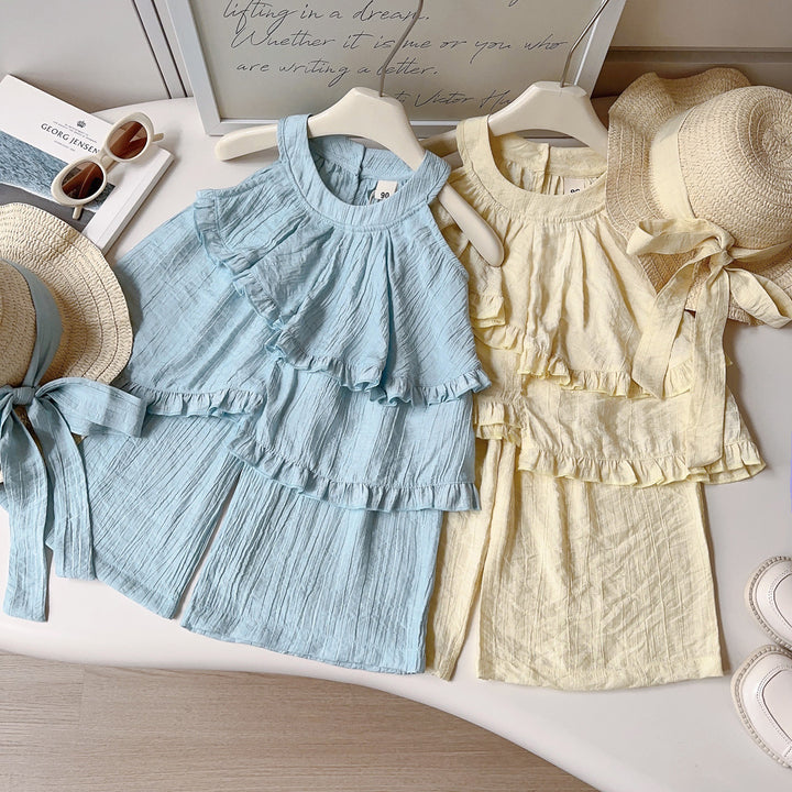 【90-140】フリルデザインホルターネックセットアップ