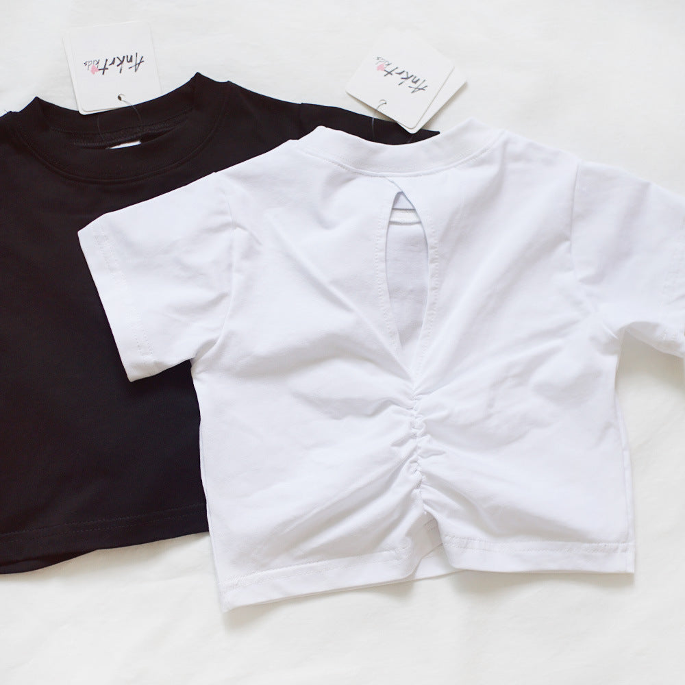 【100-150】バックオープン＆シャーリングTシャツ