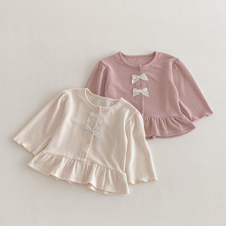 【80-130】フリルヘムカーデ×ロングパンツセット