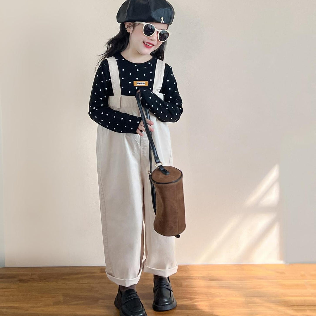 【90-140】ドット柄長袖トップス