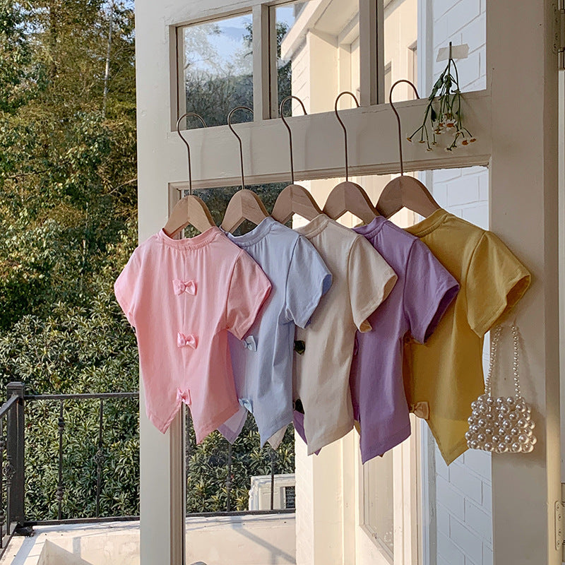 【90-140】バックカット＆リボンTシャツ