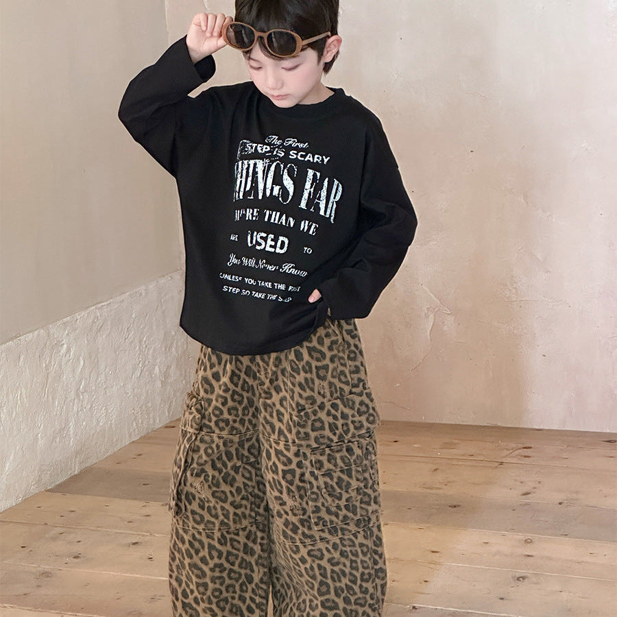 【90-150】フロントロゴ長袖Tシャツ