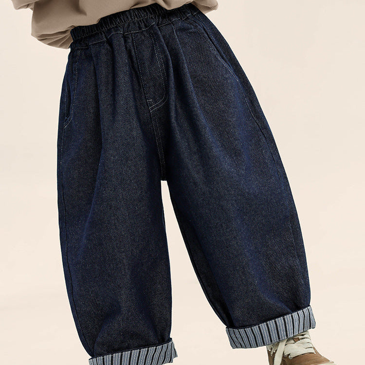 【90-140】ストライプデザインロングパンツ