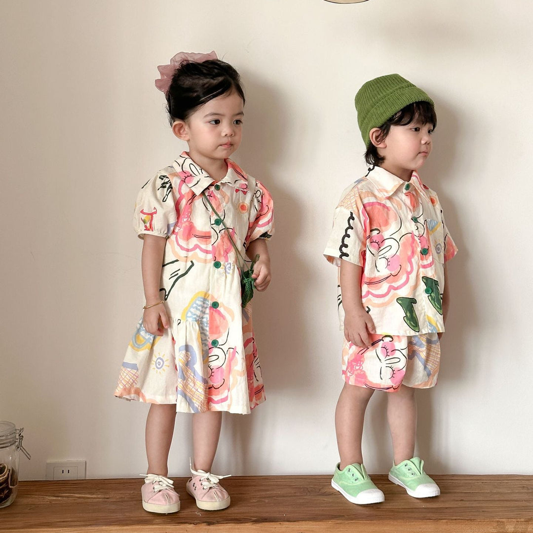 【80-150】カラフルキュートデザインワンピース