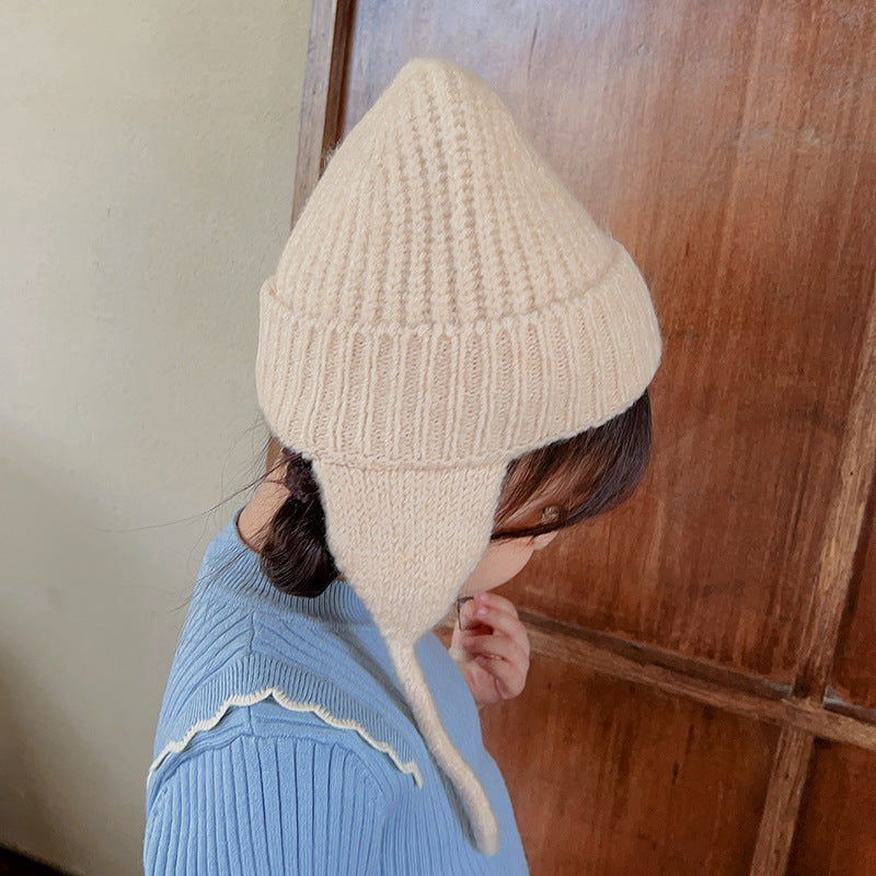【3-10歳】耳あて付きシンプルニット帽