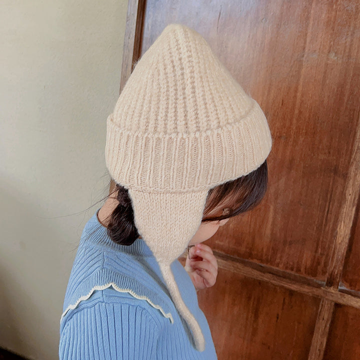 【3-10歳】耳あて付きシンプルニット帽