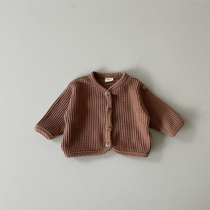 【73-100】ワッフル長袖カーディガン