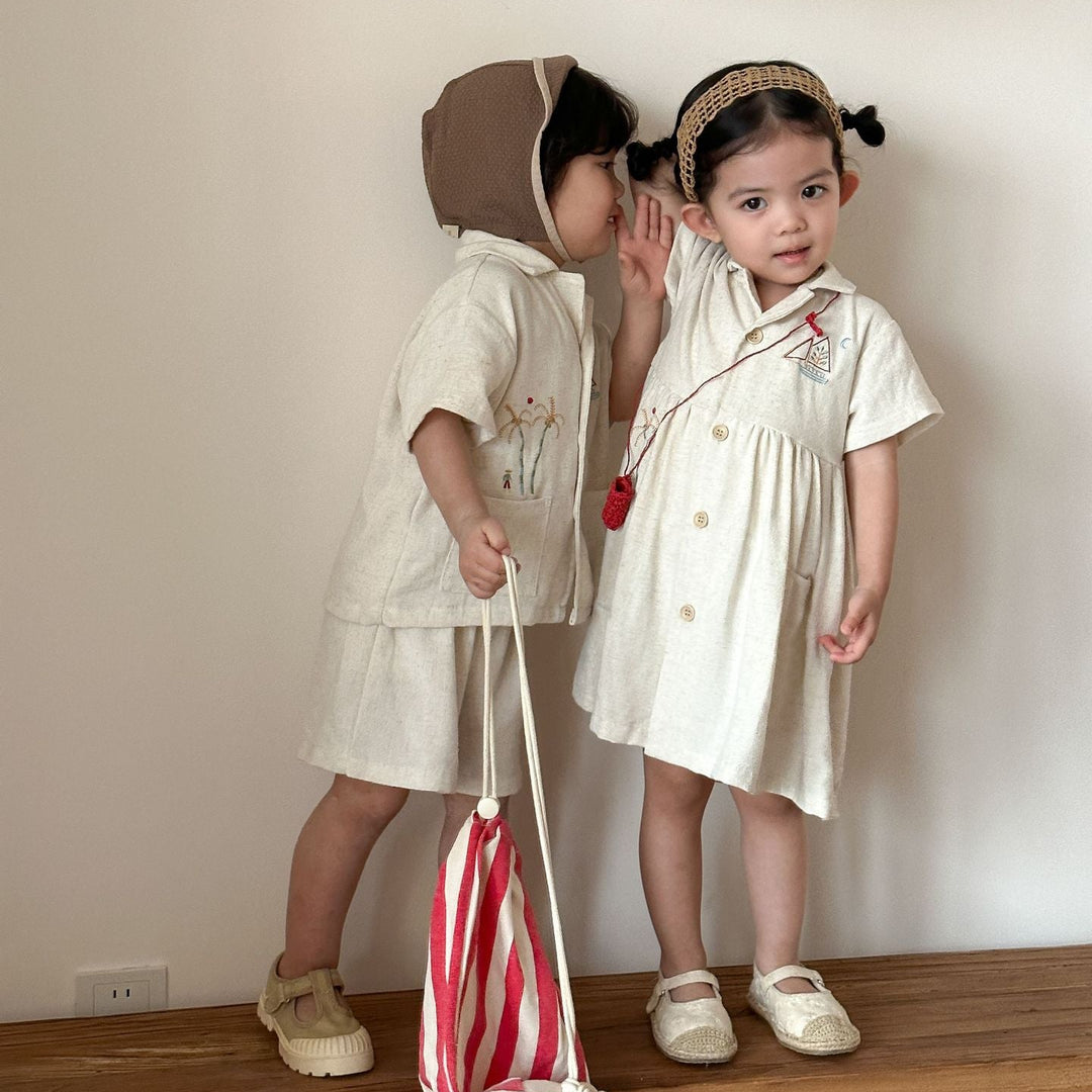 【80-150】ナチュラル半袖セットアップ