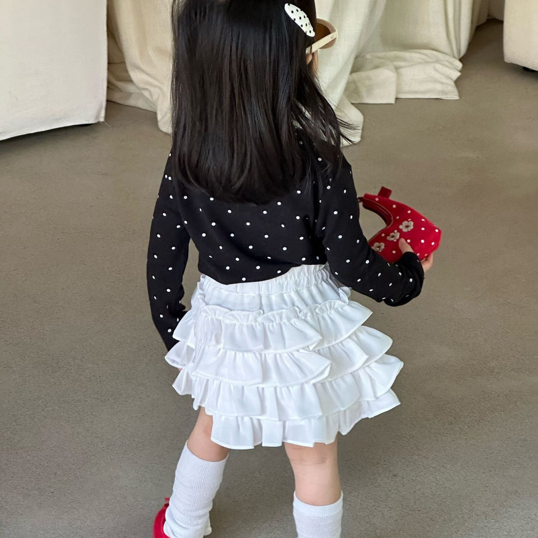 【90-140】ドット柄長袖カーディガン