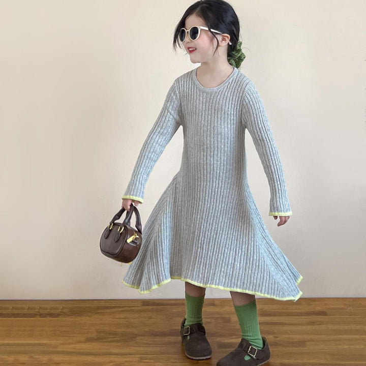 【90-140】アシンメトリーニットワンピース