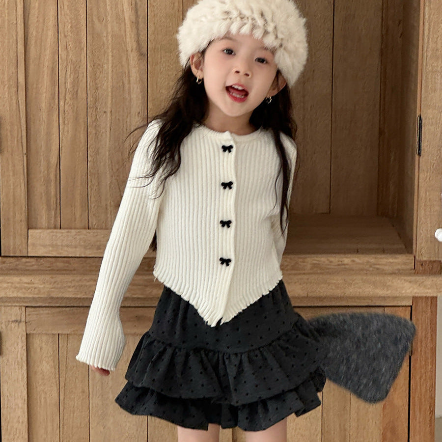 【90-150】ヘムデザインリブカーディガン