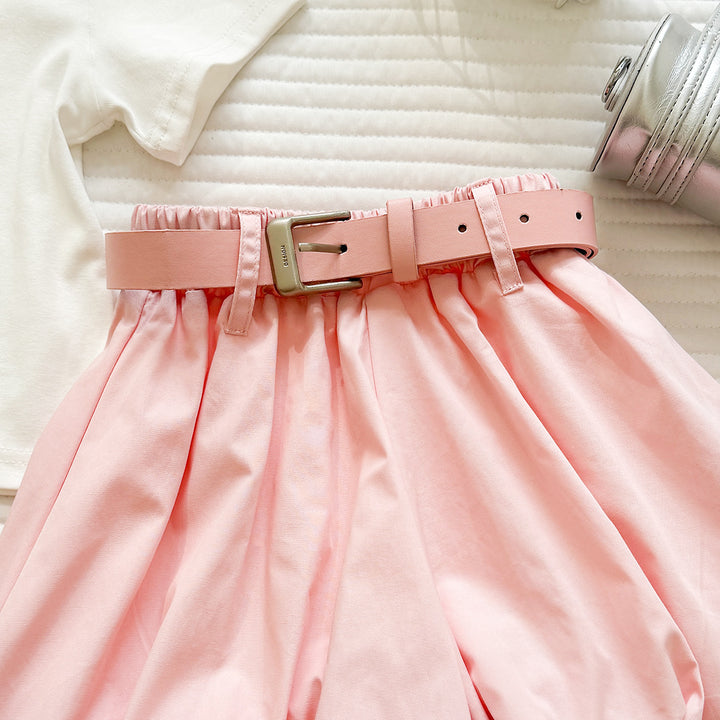 【90-140】フロントリボンTシャツ×ショートパンツセット